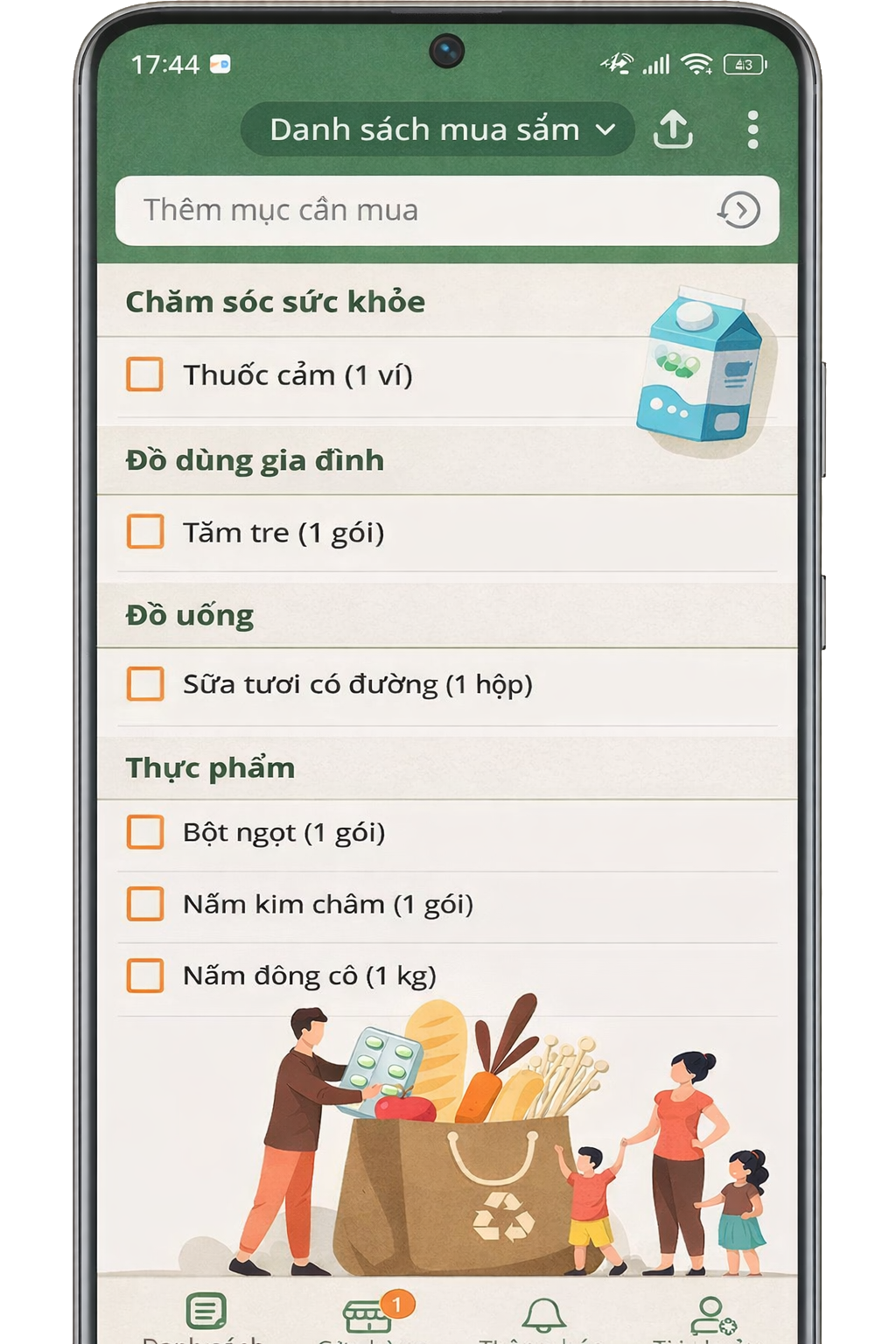 List Mua đây! - Ứng dụng danh sách mua sắm