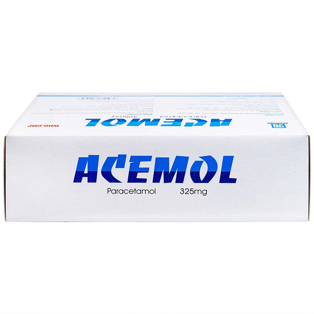 Thuốc Acemol 325mg Nadyphar hạ sốt và giảm đau (40 vỉ x 10 viên)