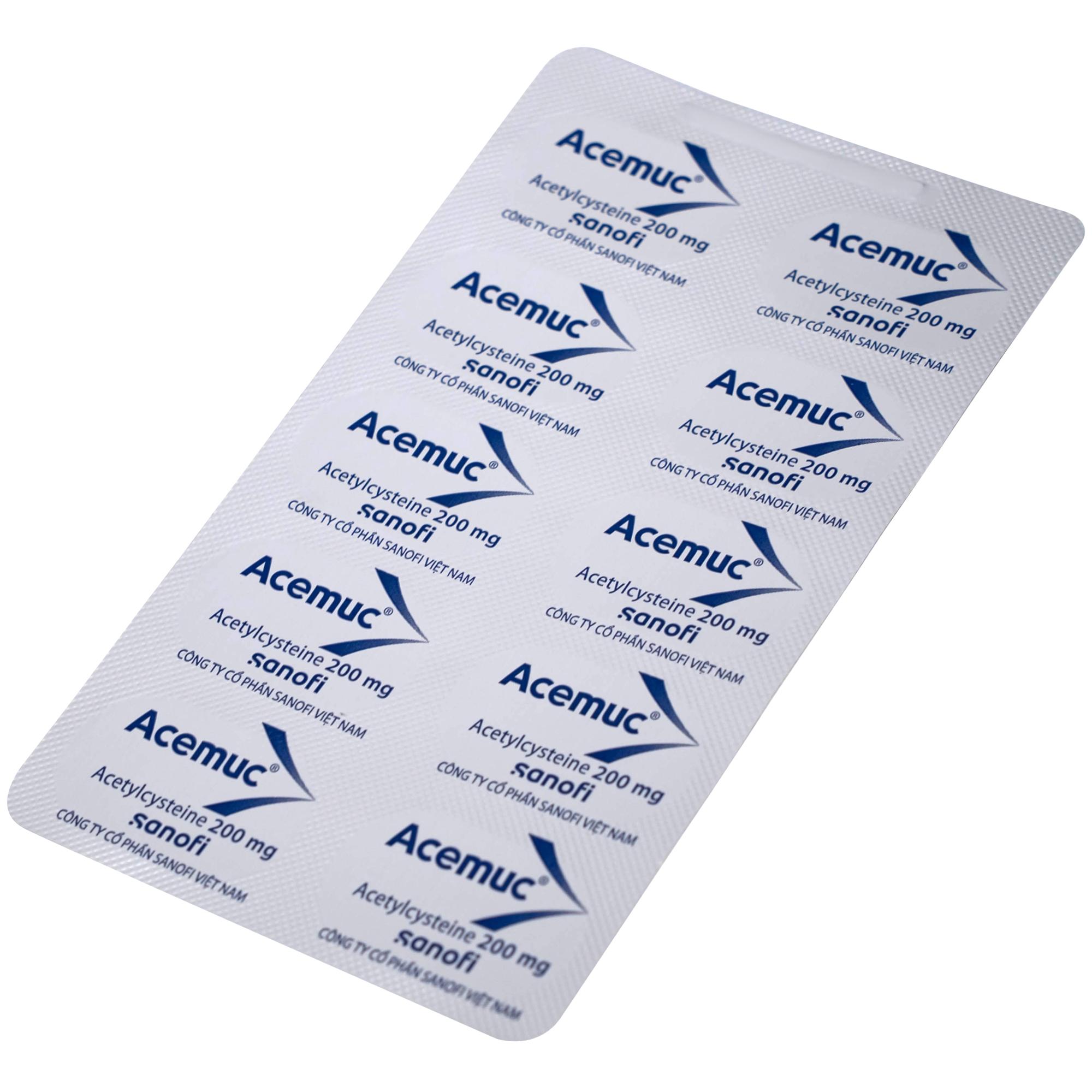 Thuốc Acemuc 200mg Sanofi long đàm, tiêu nhầy, giảm ho (3 vỉ x 10 viên)