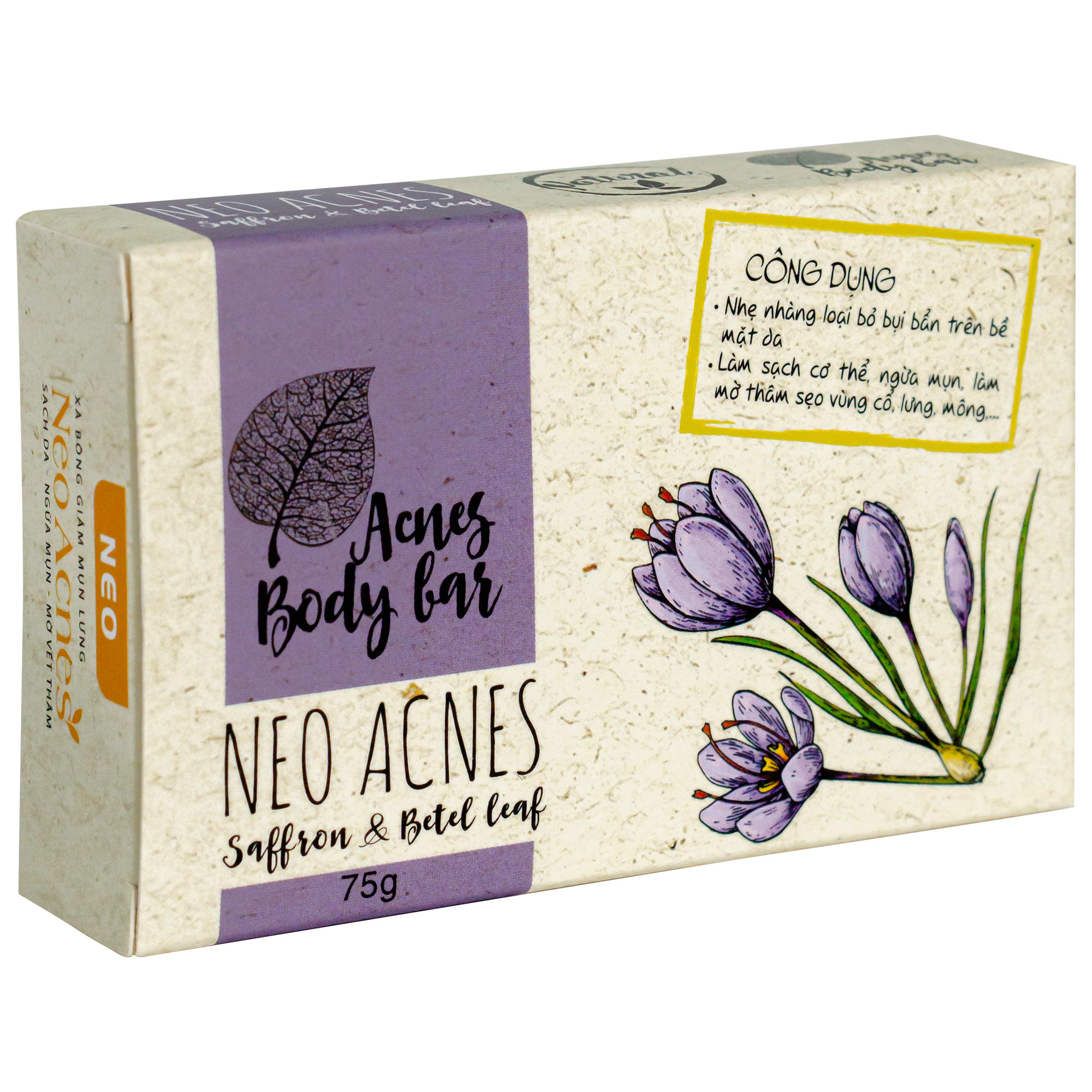 Xà phòng Acnes Body Bar Saffron And Betel Leaf làm sạch da, ngừa mụn, mờ thâm (75g)