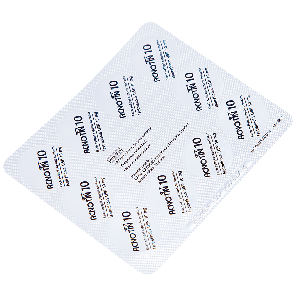 Thuốc Acnotin 10mg MEGA We care điều trị mụn trứng cá nặng (3 vỉ x 10 viên)