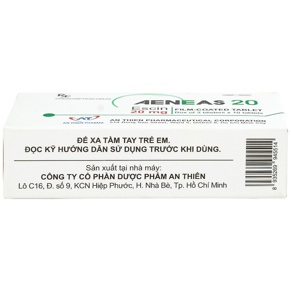 Thuốc Aeneas 20 An Thiên điều trị phù não, phòng và điều trị tụ máu (3 vỉ x 10 viên)