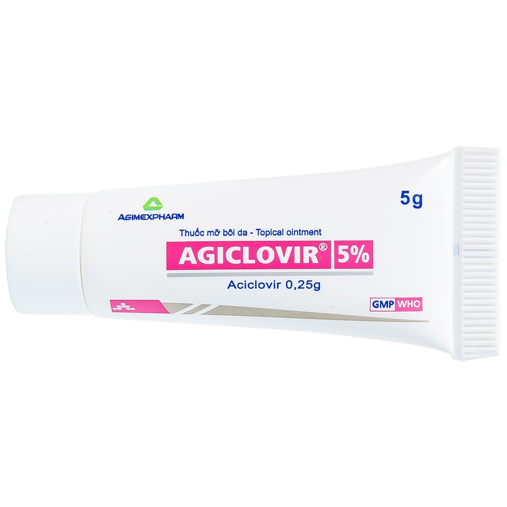 Thuốc mỡ bôi da Agiclovir 5% Agimexpharm điều trị nhiễm Herpes simplex, Herpes zoster, Herpes sinh dục (5g)