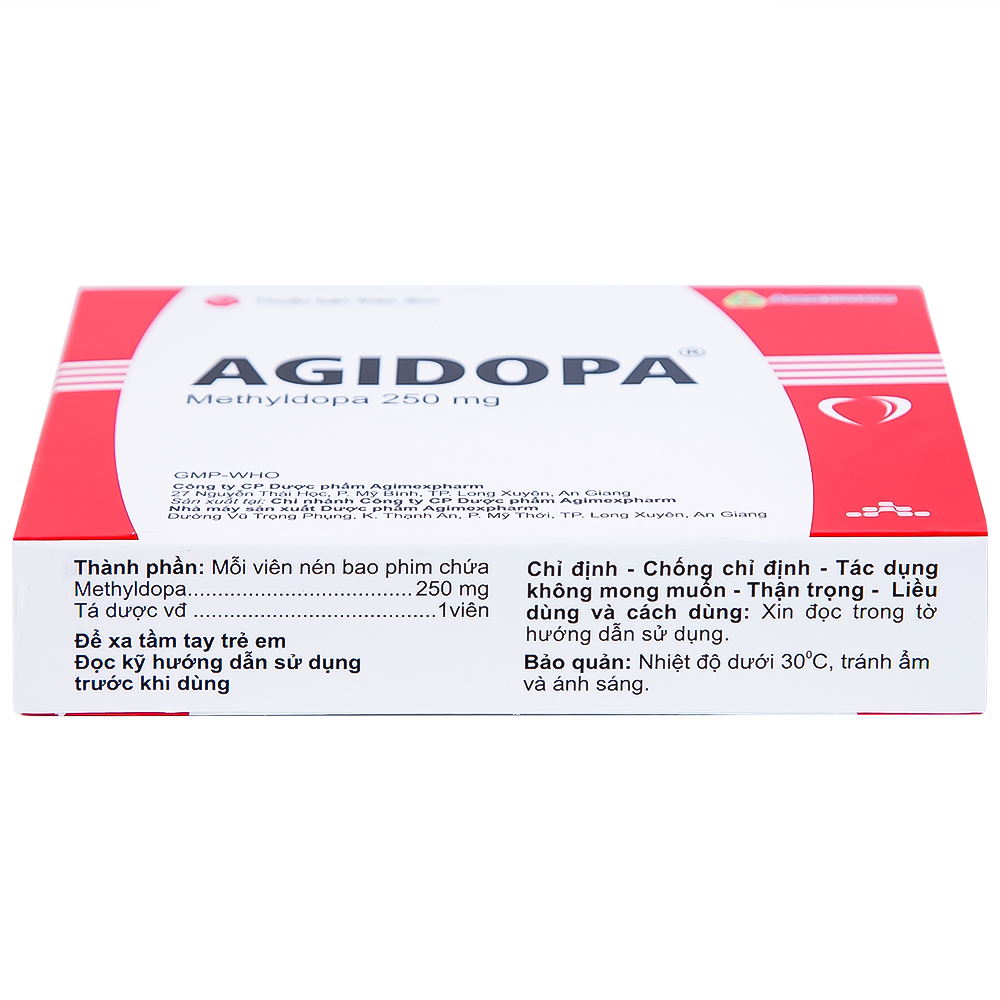 Thuốc Agidopa Agimexpharm điều trị tăng huyết áp (2 vỉ x 10 viên)