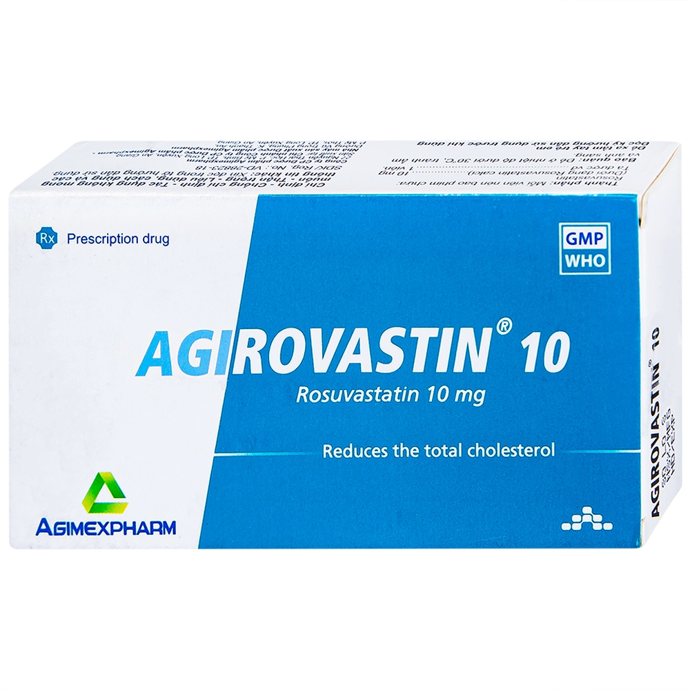 Thuốc Agirovastin 10 Agimexpharm giảm cholesterol toàn phần (3 vỉ x 10 viên)