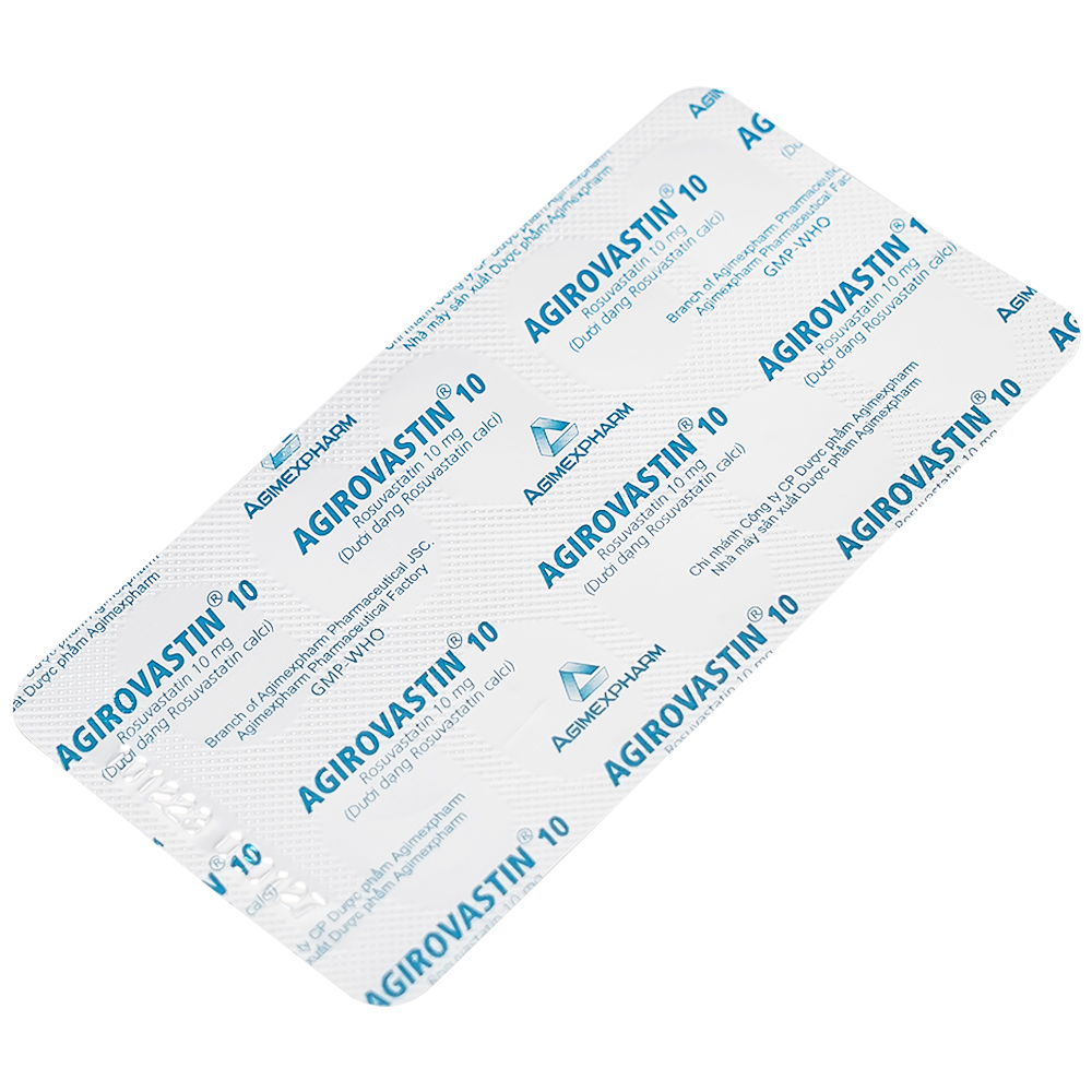 Thuốc Agirovastin 10 Agimexpharm điều trị tăng cholesterol máu (6 vỉ x 10 viên)