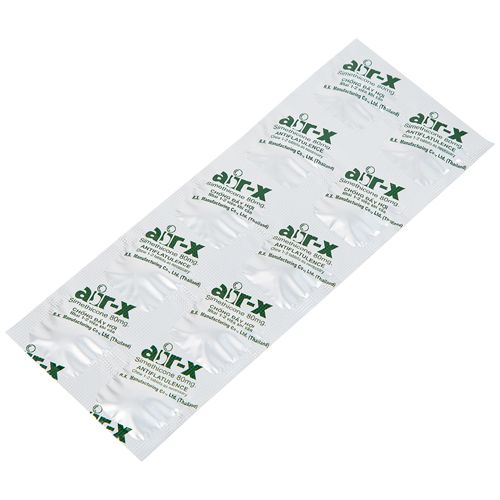 Viên nhai Air-X hương bạc hà chống đầy hơi và chướng bụng (10 vỉ x 10 viên)