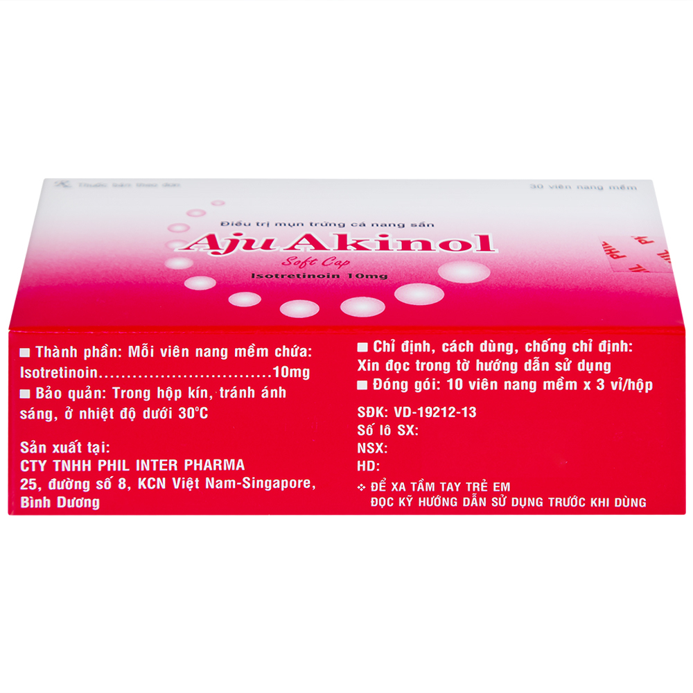 Thuốc Aju Akinol điều trị mụn trứng cá nang sần (3 vỉ x 10 viên)