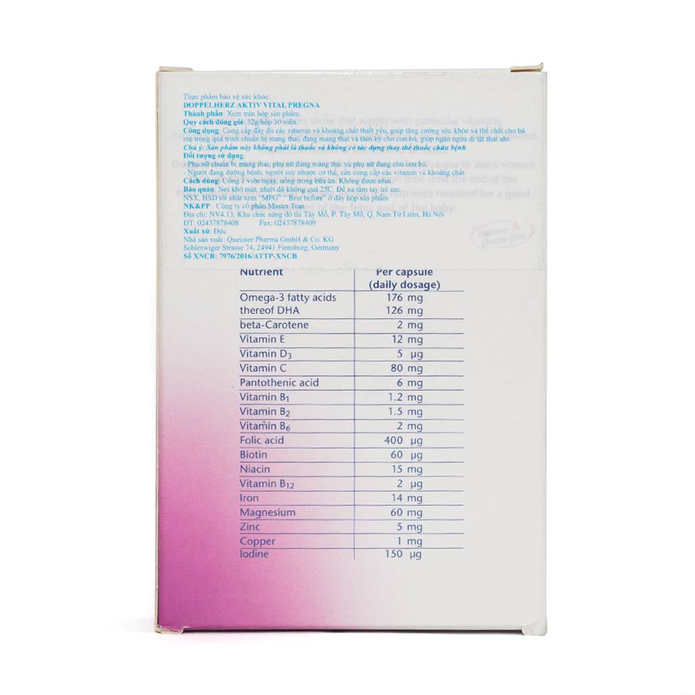 Viên tăng cường sức khỏe và thể chất Vital Pregna Doppelherz (30 viên)