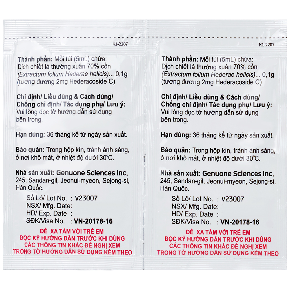 Thuốc Alfokid Syrup Kolmar điều trị giảm ho do viêm phế quản mạn tính, viêm đường hô hấp (20 túi)