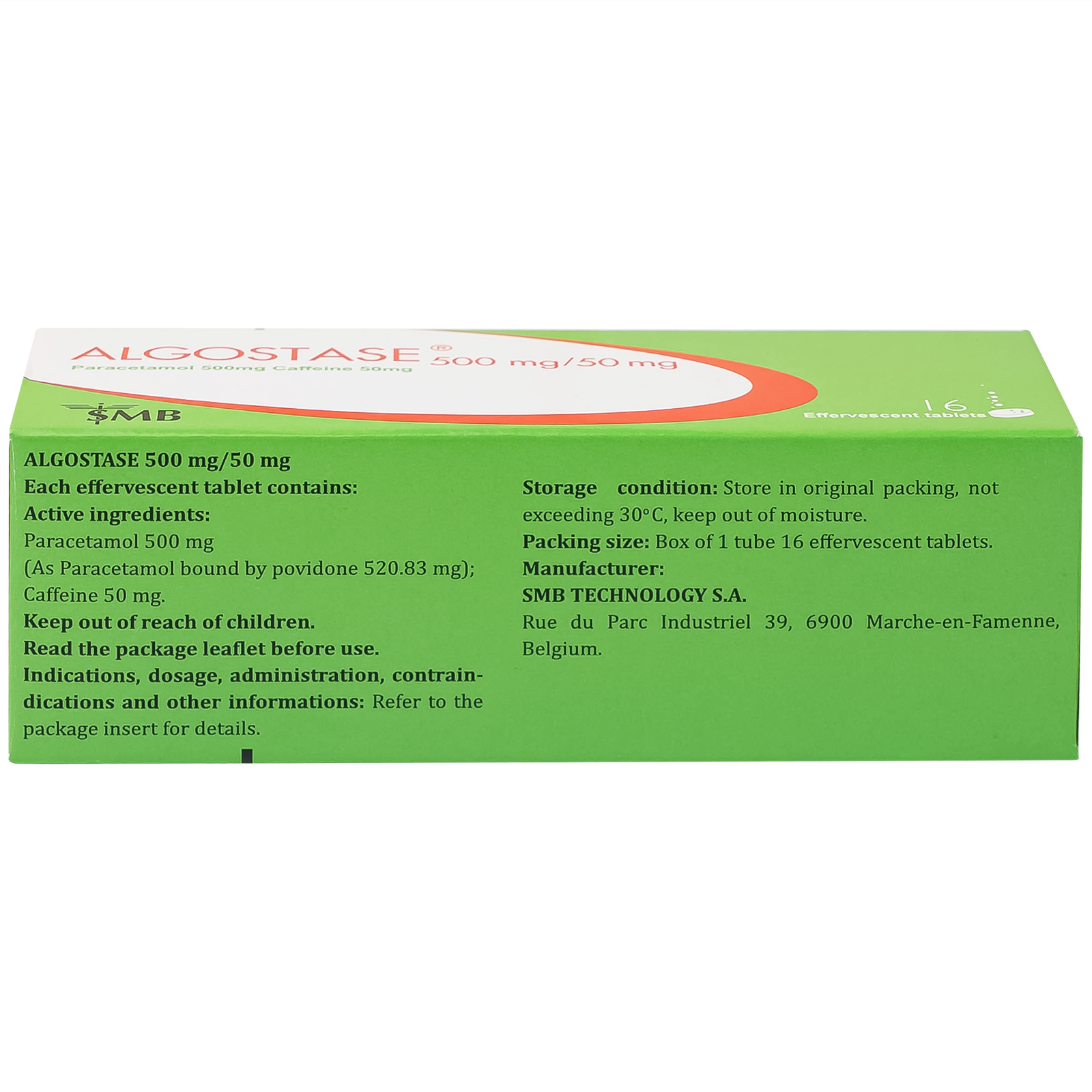 Thuốc Algostase 500mg/50mg SMB điều trị đau nhẹ đến vừa và hạ sốt (16 viên)