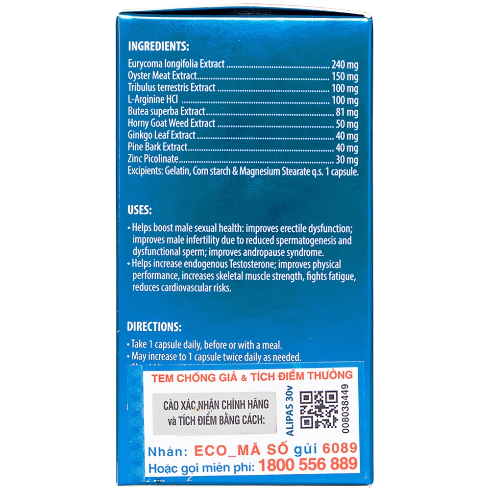Viên uống tăng cường sinh lực phái mạnh Ecogreen Men’s Ginseng Alipas (30 viên)