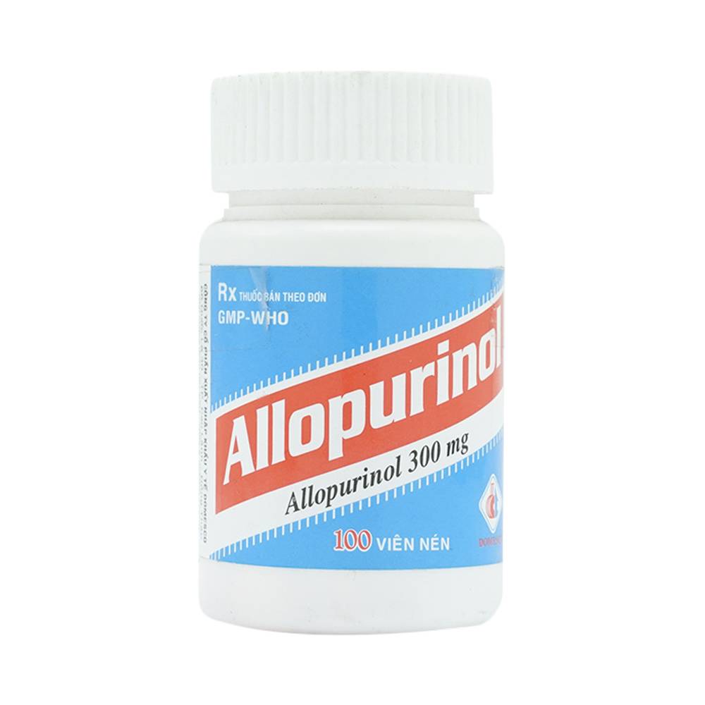 Thuốc Allopurinol 300mg Domesco điều trị tăng acid uric máu, sỏi thận (100 viên)
