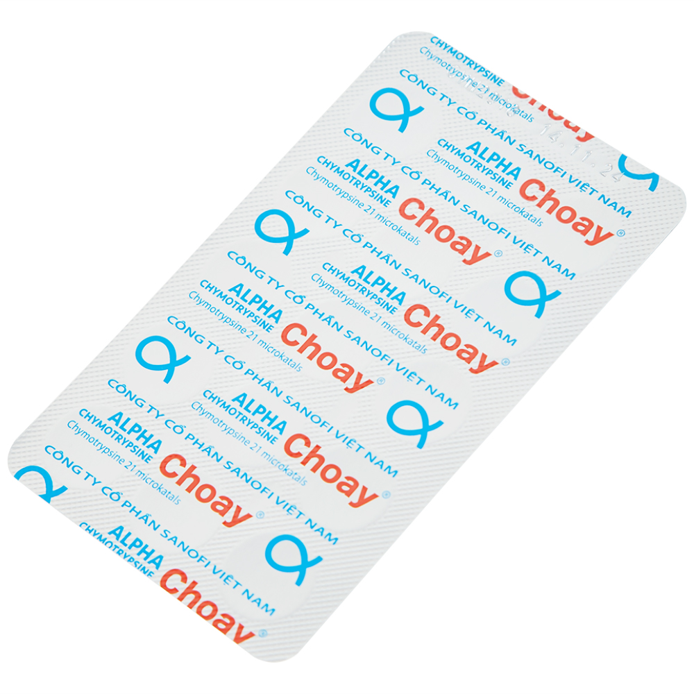 Thuốc Alpha Chymotrypsine Choay Sanofi điều trị phù nề sau chấn thương, phẩu thuật, bỏng (2 vỉ x 15 viên)