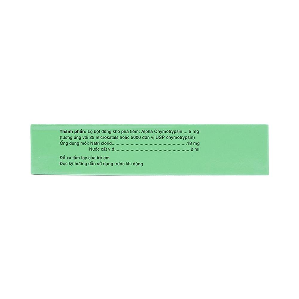 Bột đông khô pha tiêm AlphaChymotripsin 5000IU Bidiphar điều trị phù nề sau chấn thương, phẩu thuật (3 lọ bột x 3 ống dung môi)