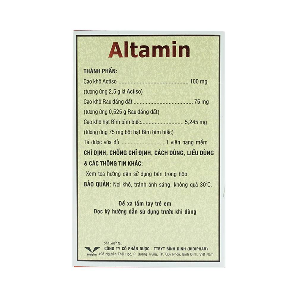 Thuốc Altamin Bidiphar hỗ trợ điều trị suy giảm chức năng gan (10 vỉ x 10 viên)