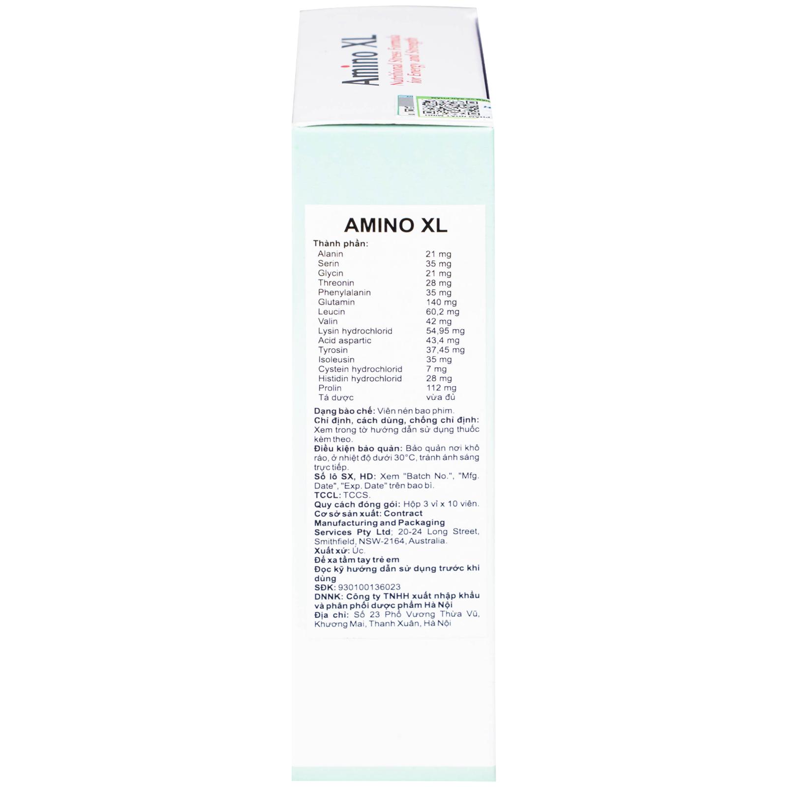 Thuốc Amino XL CMPS hỗ trợ ngăn ngừa thiếu hụt protein, duy trì và cải thiện sức khỏe (3 vỉ x 10 viên)