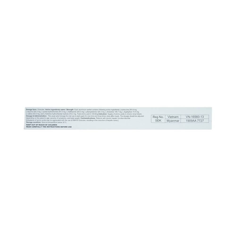 Thuốc bột Amiyu Granules 2.5g EA Pharma cung cấp các acid amin trong suy thận mạn tính (30 gói x 2,5g)