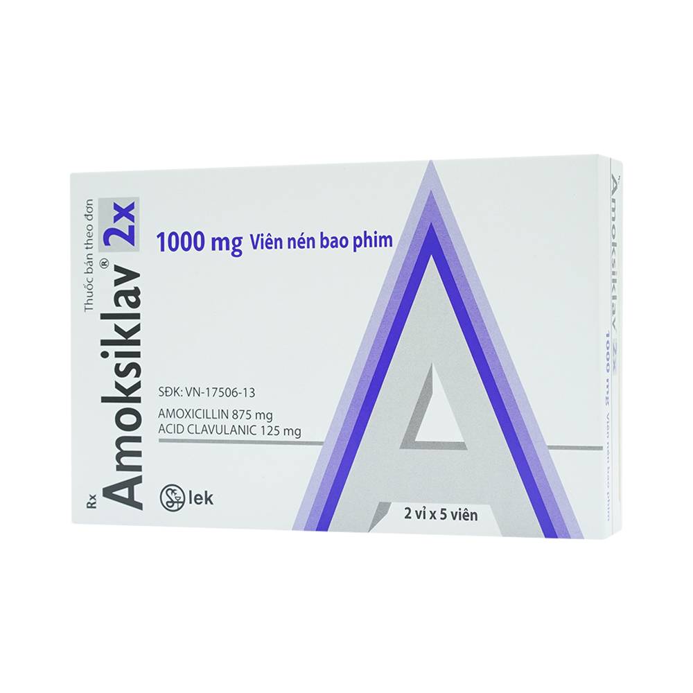 Thuốc Amoksiklav 2x 1000mg Lek điều trị nhiễm khuẩn (2 vỉ x 5 viên)