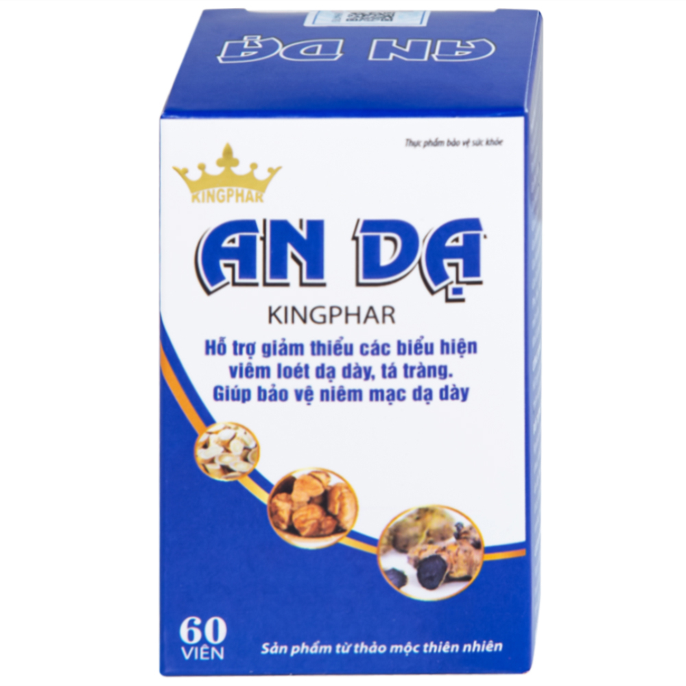 Viên uống hỗ trợ giảm axit dịch vị, giảm viêm loét dạ dày, tá tràng An Dạ Kingphar (60 viên)