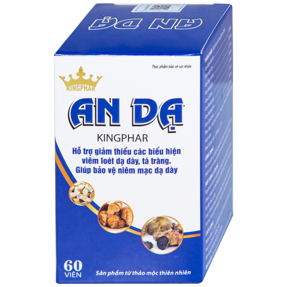 Viên uống hỗ trợ giảm axit dịch vị, giảm viêm loét dạ dày, tá tràng An Dạ Kingphar (60 viên)
