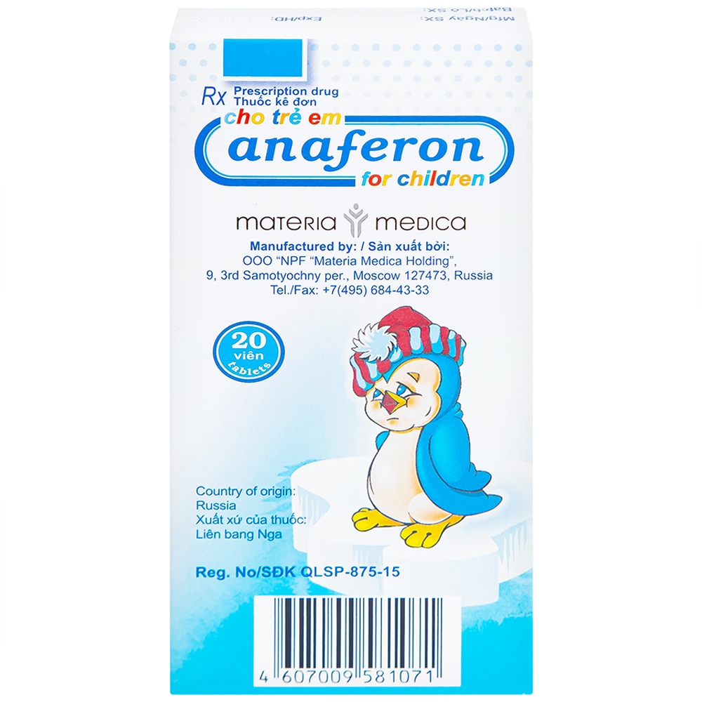 Thuốc Anaferon For Children Materia điều trị và dự phòng nhiễm virus (1 vỉ x 20 viên)