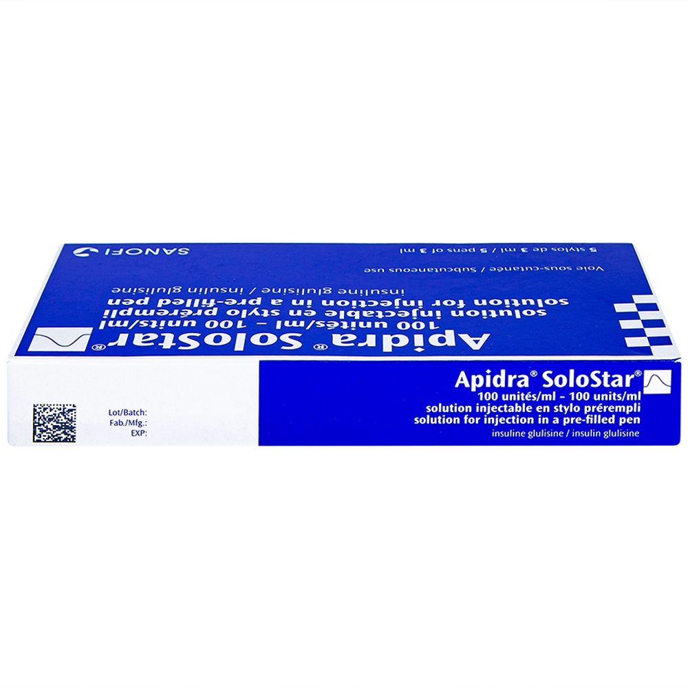 Bút tiêm Apidra Solostar 100IU/ml Sanofi điều trị đái tháo đường (5 bút x 3ml)
