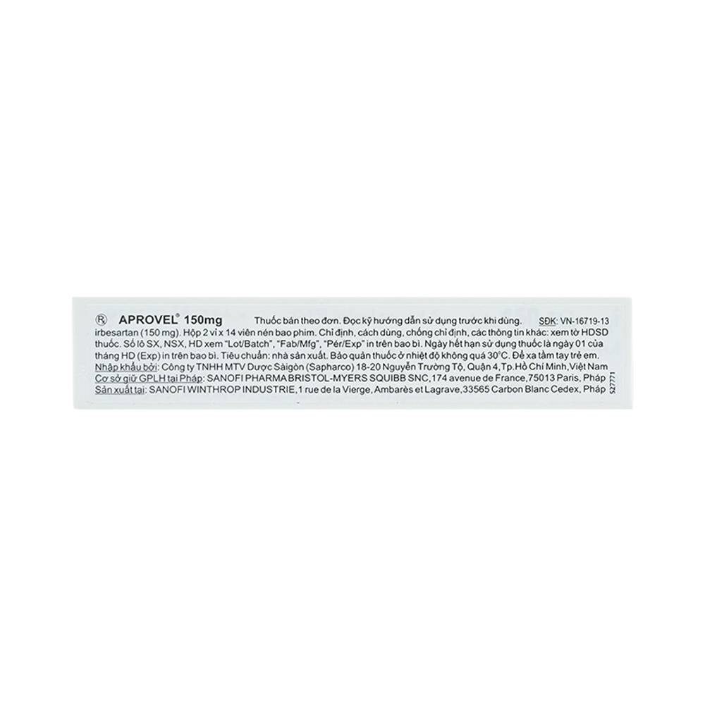 Thuốc Aprovel 150mg Sanofi điều trị tăng huyết áp (2 vỉ x 14 viên)