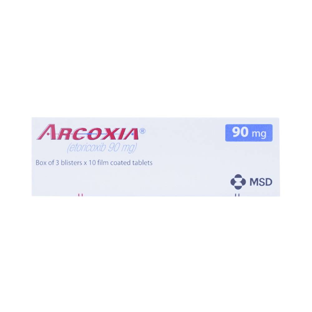 Thuốc Arcoxia 90mg MSD điều trị thoái hoá khớp, viêm khớp dạng thấp (3 vỉ x 10 viên)