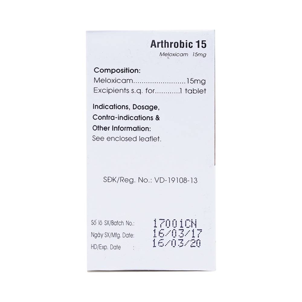 Thuốc Arthrobic 15 Mekophar điều trị viêm đau xương khớp, viêm khớp dạng thấp (30 viên)