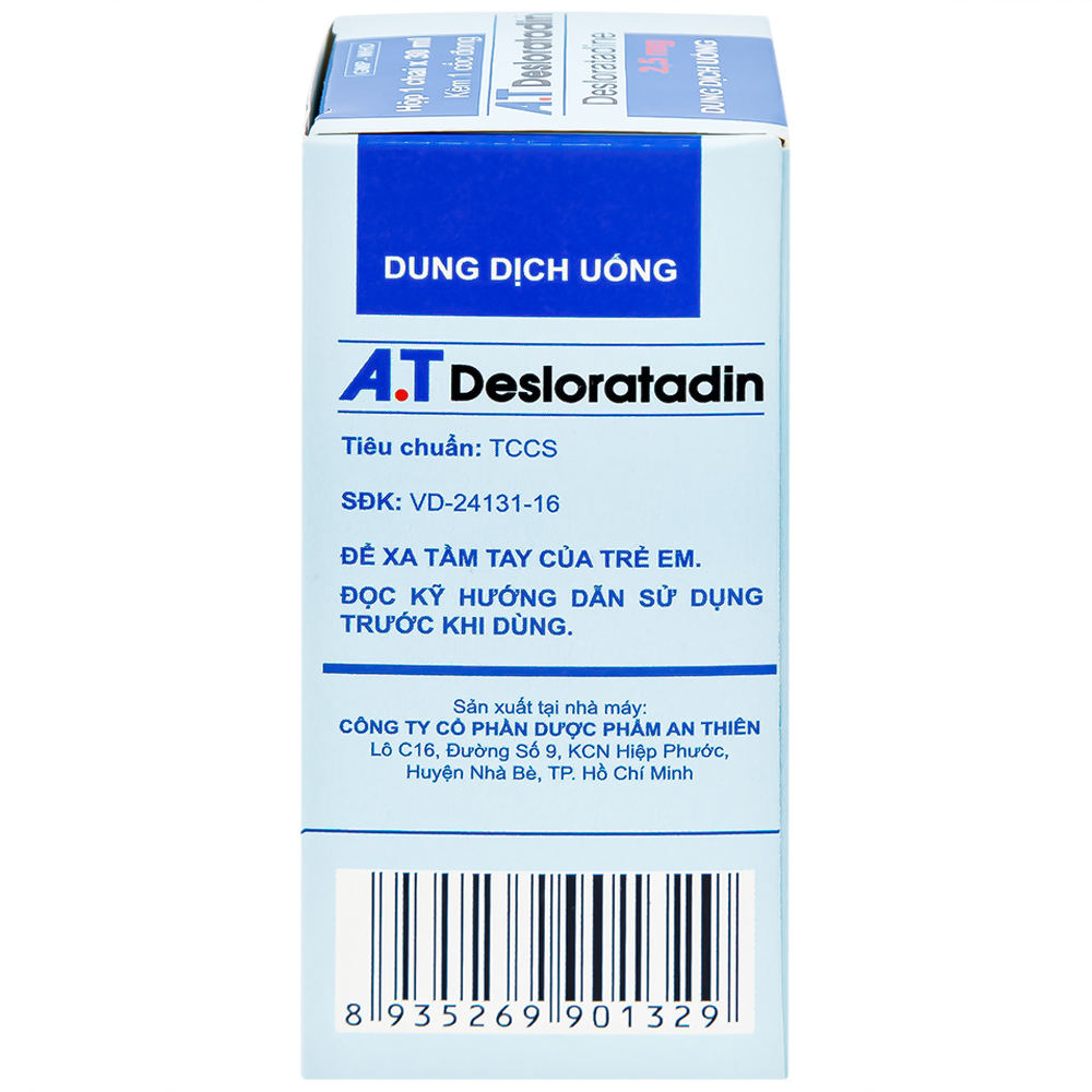 Dung dịch uống A.T Desloratadin An Thiên hương dâu giảm triệu chứng viêm mũi dị ứng, mày đay (30ml)