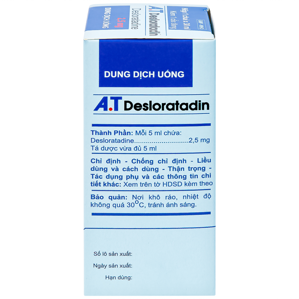 Dung dịch uống A.T Desloratadin An Thiên hương dâu giảm triệu chứng viêm mũi dị ứng, mày đay (30ml)