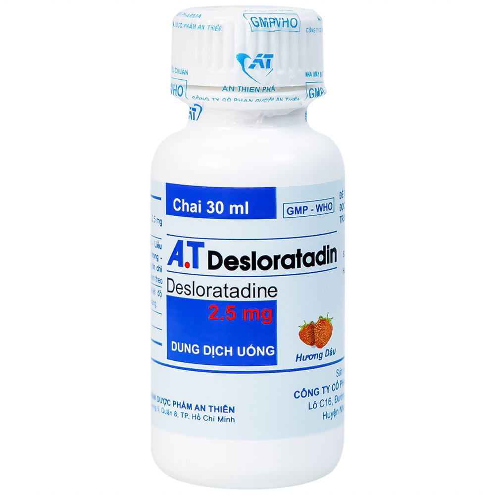 Dung dịch uống A.T Desloratadin An Thiên hương dâu giảm triệu chứng viêm mũi dị ứng, mày đay (30ml)