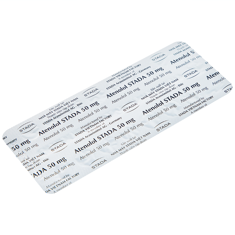 Thuốc Atenolol Stada 50mg điều trị tăng huyết áp, đau thắt ngực (2 vỉ x 15 viên)