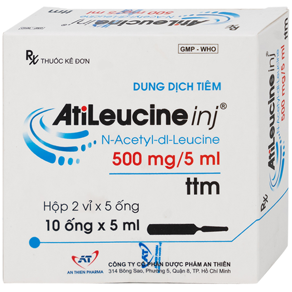 Dung dịch tiêm AtiLeucine inj 500mg/5ml An Thiên điều trị triệu chứng cơn chóng mặt (2 vỉ x 5 ống)