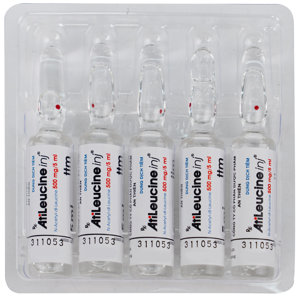 Dung dịch tiêm AtiLeucine inj 500mg/5ml An Thiên điều trị triệu chứng cơn chóng mặt (2 vỉ x 5 ống)
