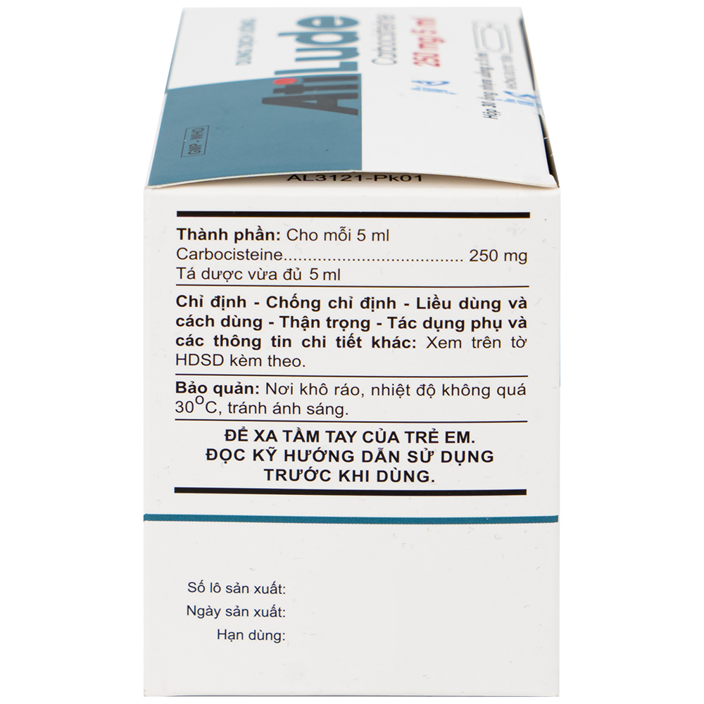 Dung dịch uống AtiLude 250mg/5ml An Thiên tiêu nhầy, rối loạn đường hô hấp (6 vỉ x 5 ống x 5ml)