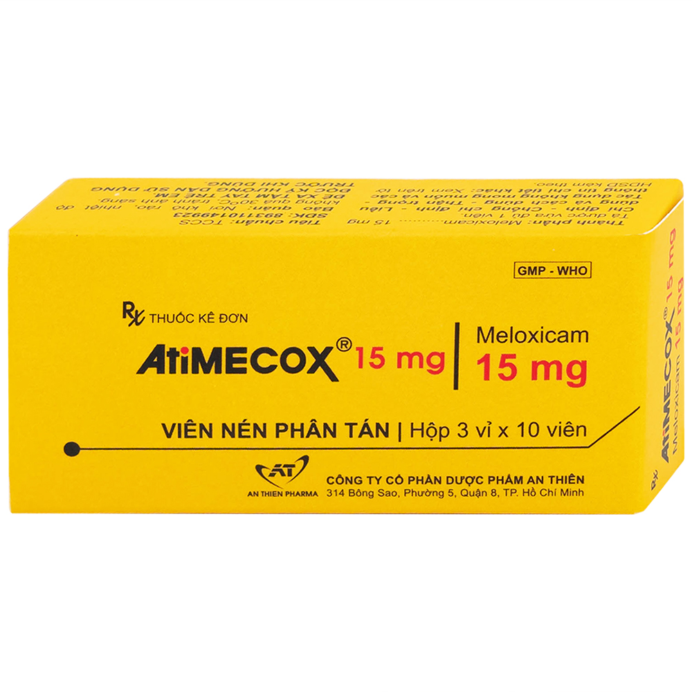 Thuốc Atimecox 15mg An Thiên giảm các dấu hiệu và triệu chứng của viêm xương khớp (3 vỉ x 10 viên)