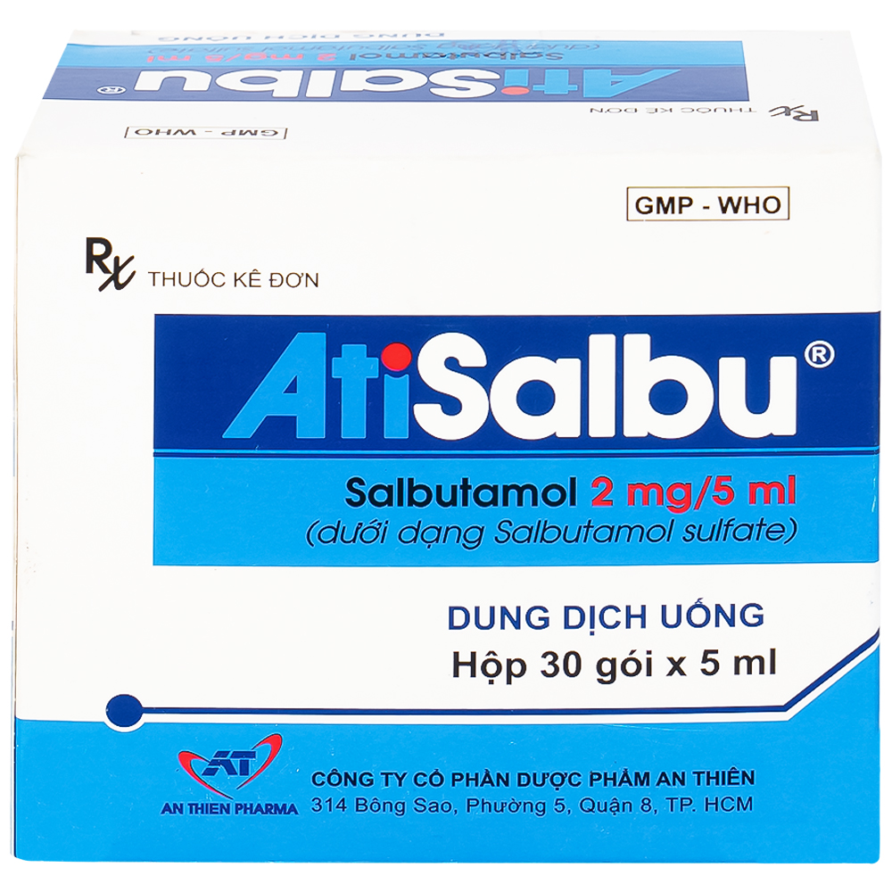 Dung dịch uống Atisalbu 5ml An Thiên điều trị co thắt phế quản do hen, viêm phế quản mãn tính (30 gói)