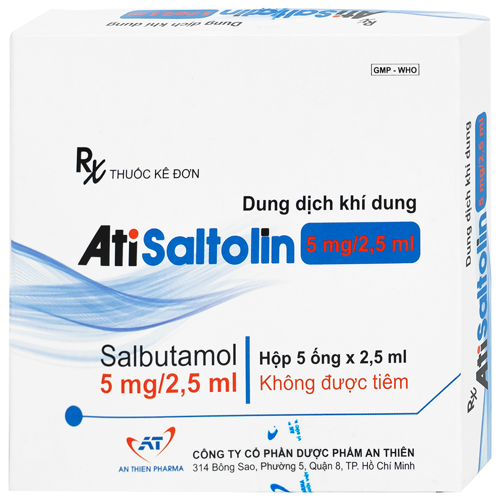 Dung dịch khí dung AtiSaltolin 5mg/2,5ml An Thiên điều trị chứng co thắt phế quản (1 vỉ x 5 ống)