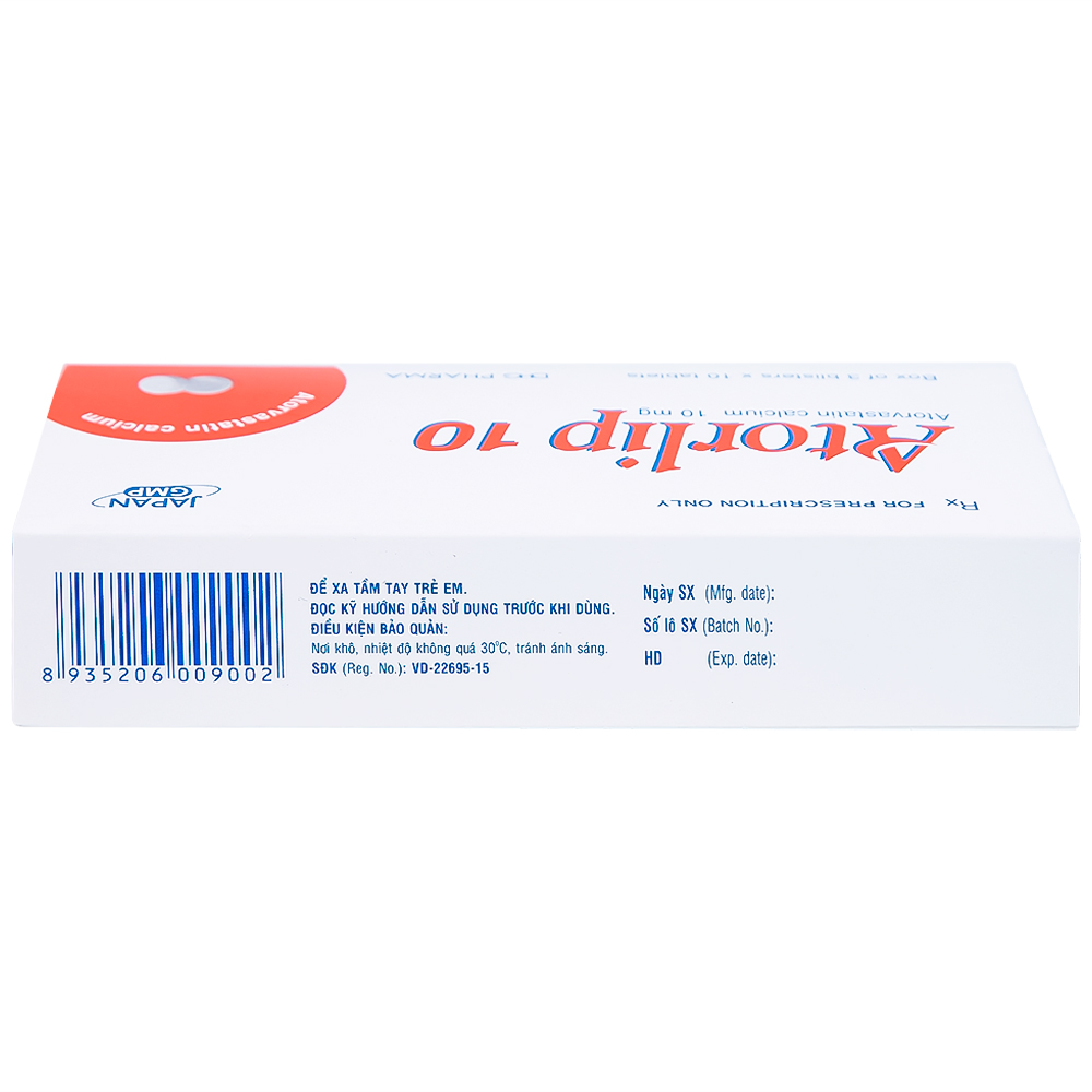 Thuốc Atorlip 10mg DHG điều trị tăng cholesterol toàn phần, tăng LDL-cholesterol (3 vỉ x 10 viên)