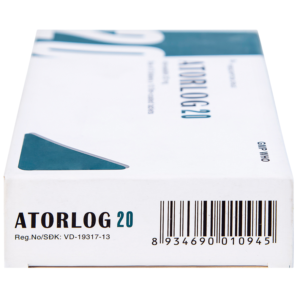 Thuốc Atorlog 20mg Bidiphar điều trị tăng cholesterol toàn phần và LDL-cholesterol (3 vỉ x 10 viên)