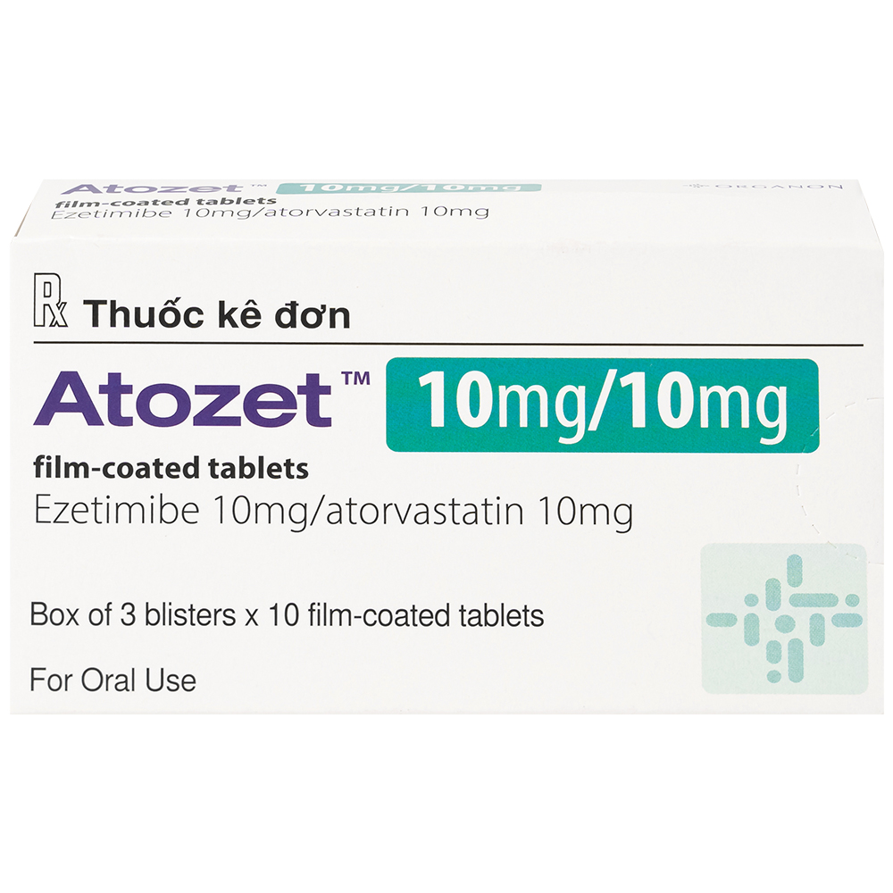 Thuốc Atozet 10mg/10mg MSD điều trị rối loạn mỡ máu, phòng ngừa các bệnh tim mạch (3 vỉ x 10 viên)