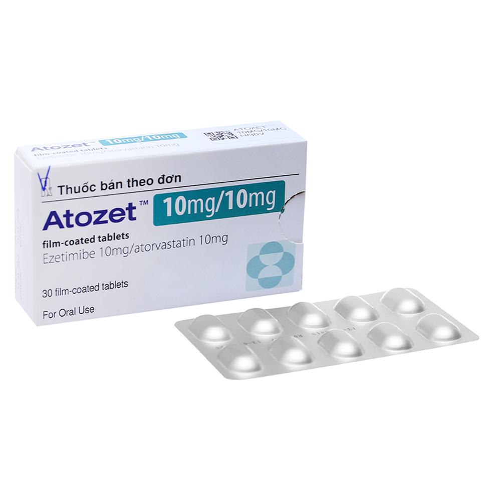 Thuốc Atozet 10mg/10mg MSD điều trị rối loạn mỡ máu, phòng ngừa các bệnh tim mạch (3 vỉ x 10 viên)