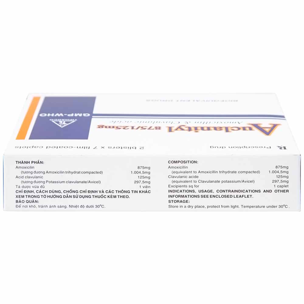 Thuốc  Auclanityl 875/125mg Tipharco điều trị nhiễm khuẩn (2 vỉ x 7 viên)