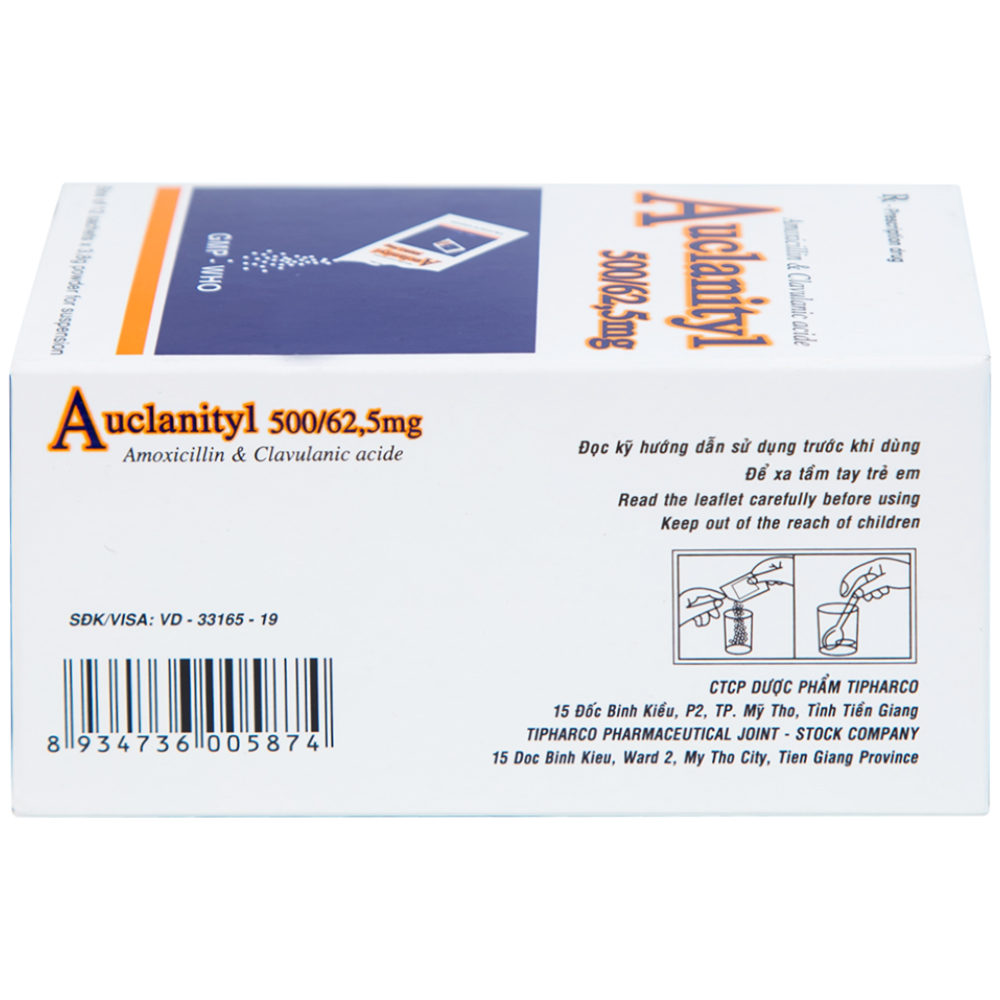 Bột Auclanityl 500/62.5mg Tipharco điều trị nhiễm khuẩn (12 gói x 3,8g)