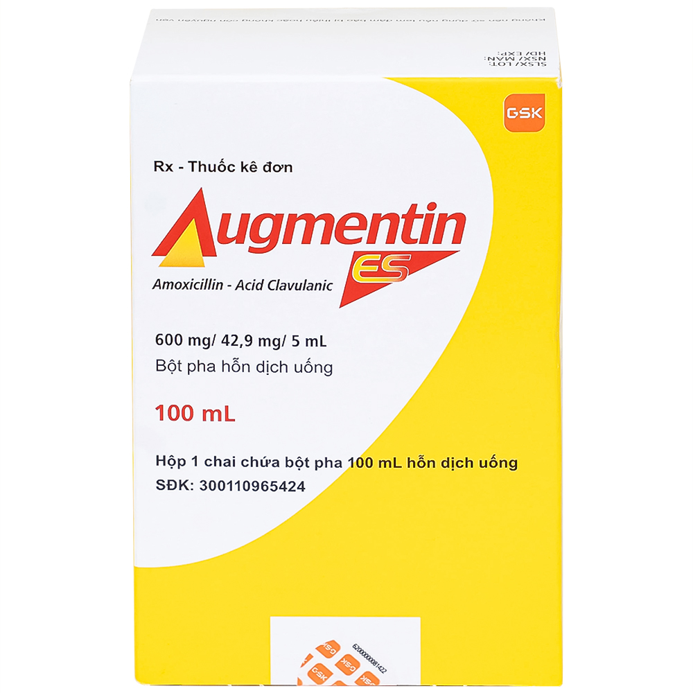 Bột pha hỗn dịch uống Augmentin ES GSK điều trị các nhiễm trùng do vi khuẩn gây ra ở trẻ (100ml)
