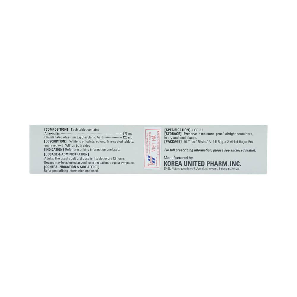 Thuốc Augmex Duo Korea United điều trị viêm phế quản, viêm bàng quang (2 vỉ x 10 viên) 
