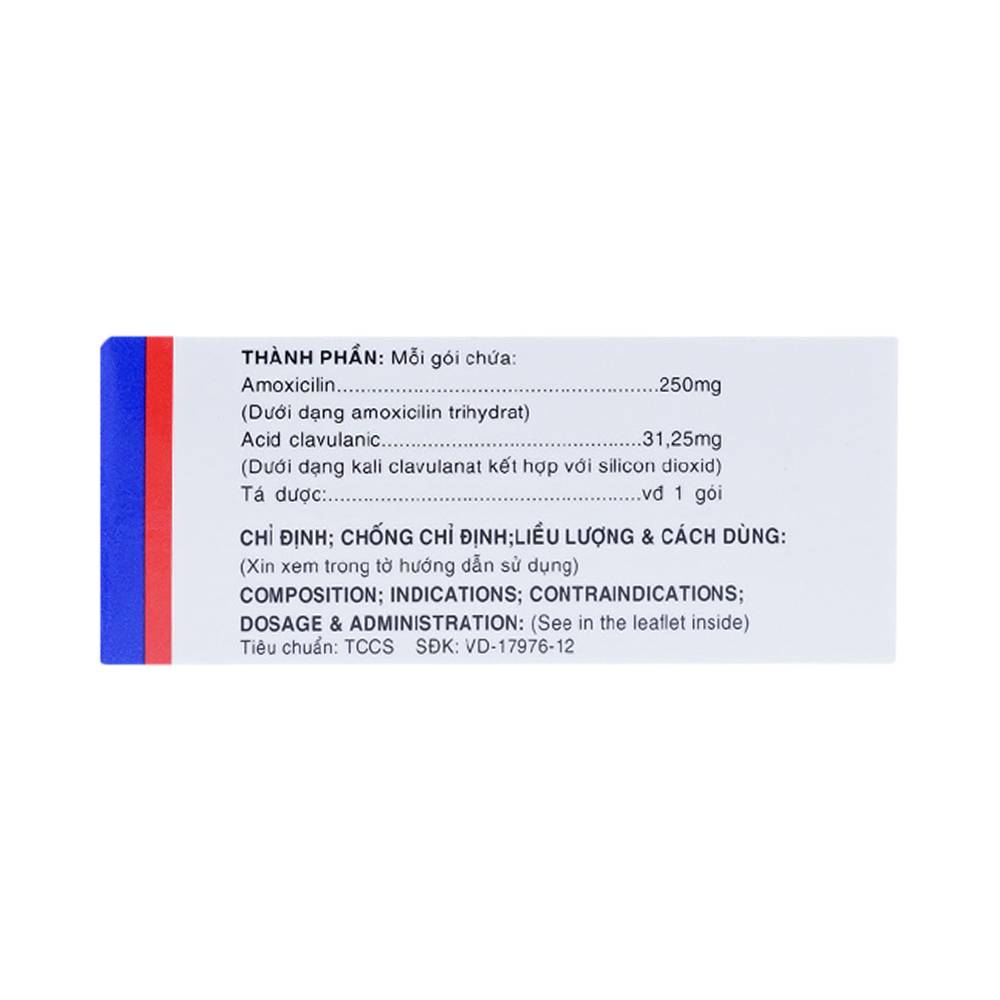 Thuốc Augxicine 250mg/31.25mg Vidipha điều trị viêm amidan, viêm xoang (10 gói x 0.8g)