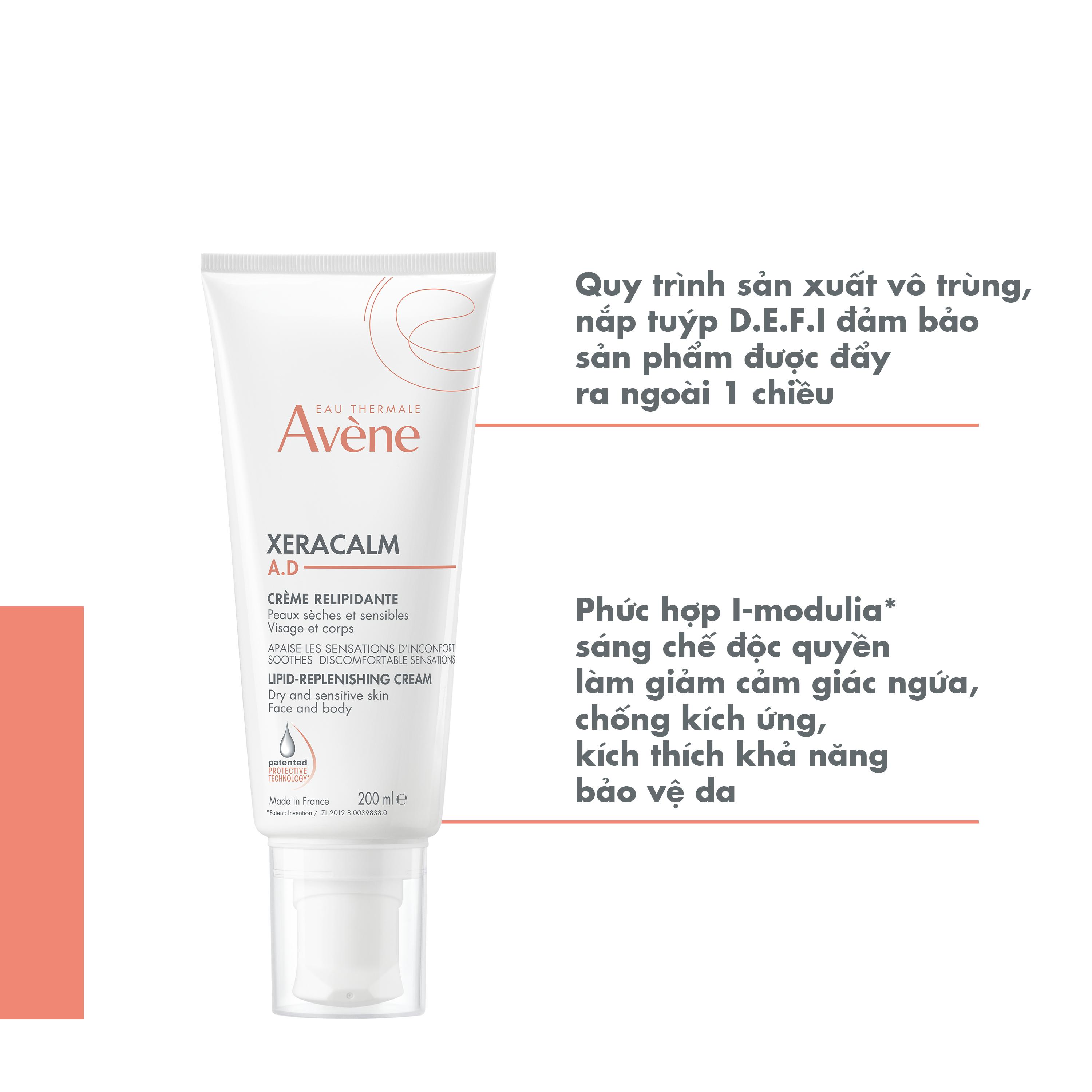Kem bôi dưỡng ẩm cho da chàm, da khô Avene Xeracalm A.D Cream 200ml